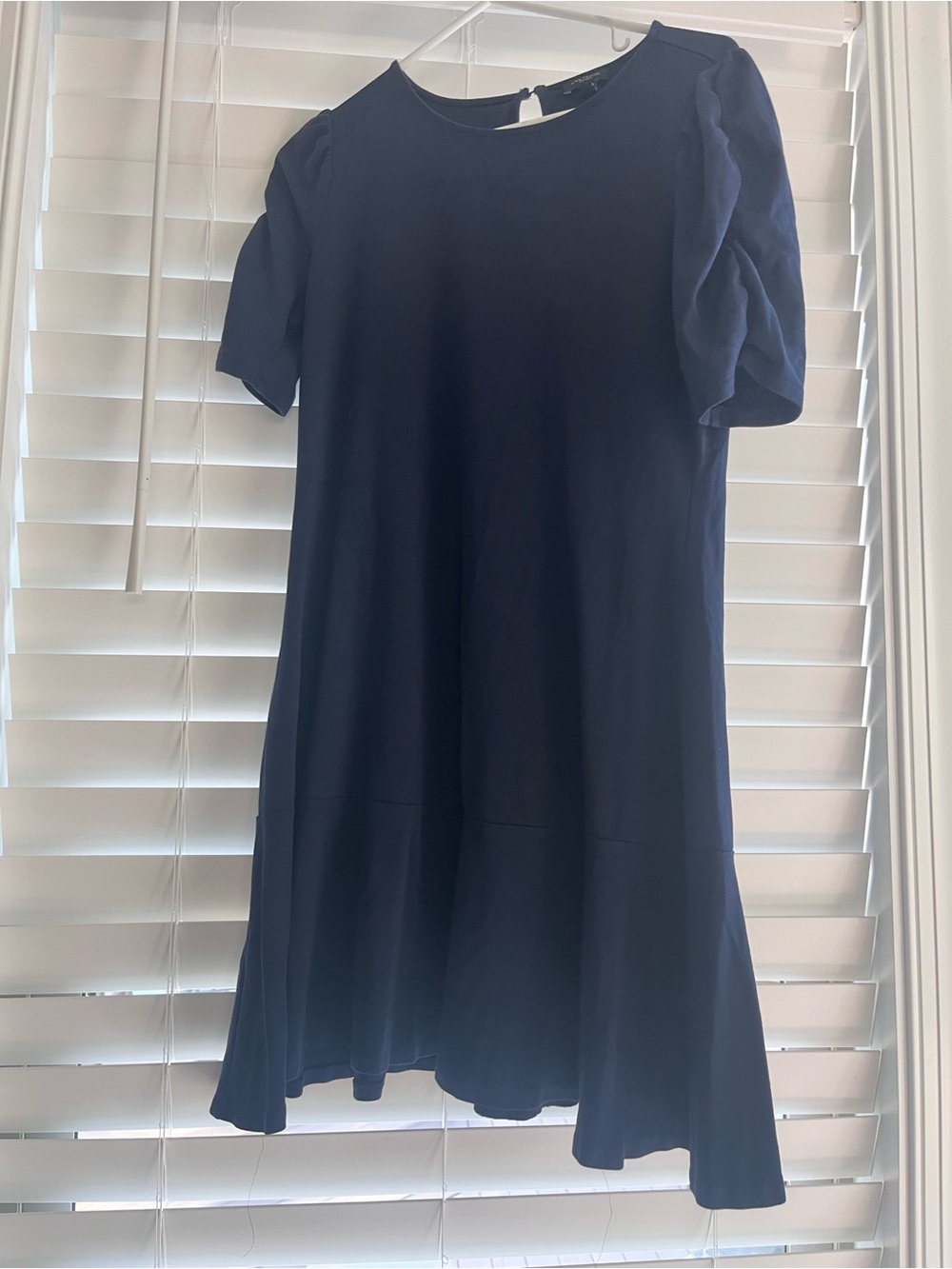 Ann Taylor Factory Navy Puff Sleeve A-Line Dress